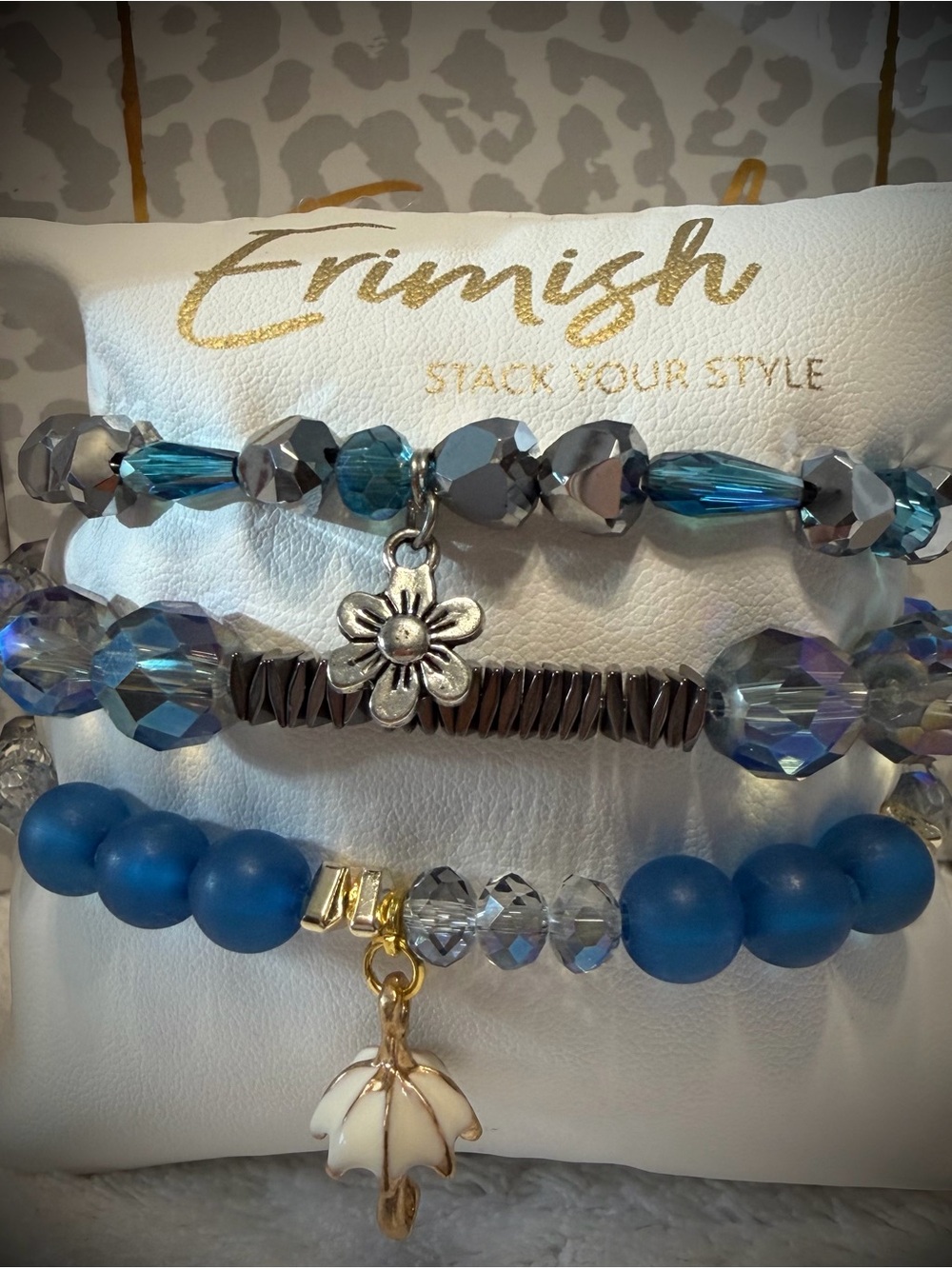 New ERIMISH Bracelets 3 Pc- Blue & Gold - Custom Regular, Kids or Extended Size